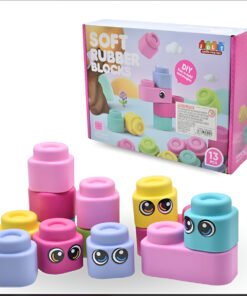 Juego De Bloques De Goma Rosa 13pcs 28x20x7cm. Ofertshop