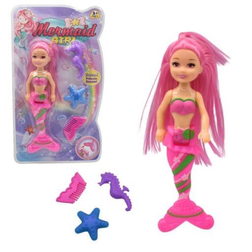 Muñeca Sirena Mini Con Accesorios 24x14cm