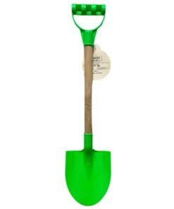 Pala de juguete verde con mango de madera 54cm