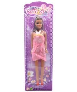Muñeca con vestido rosa 25cm.